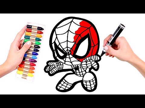 Dibuja y Colorea un SPIDERMAN kawaii 🕷🌈🕸 Dibujos para niños