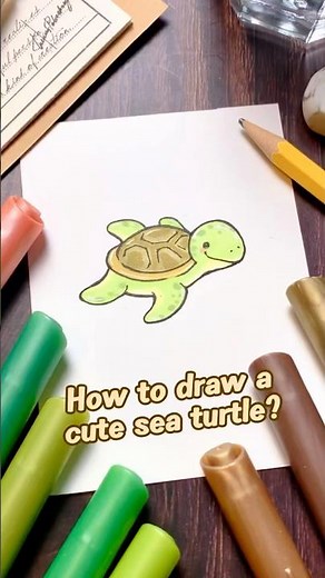 🐢 Anyone can draw a cute turtle easily! Step by step drawing tutorial ✍️