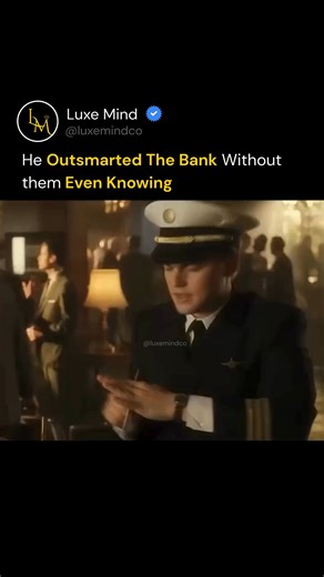 Luxe Mind on Instagram: "He outsmarted the bank without them even knowing, and Frank Abagnale Jr.'s strategy reveals how perception, confidence, and insider knowledge can unlock systems without breaking them. He didn't rob the bank. He hacked its trust. In Catch Me If You Can, a teenage Frank Abagnale Jr. (Leonardo DiCaprio) walks into a bank dressed in full Pan Am pilot gear. Calm, polished, and charming, he asks a simple question: "Do you cash personal checks?" The teller smiles and replies, "