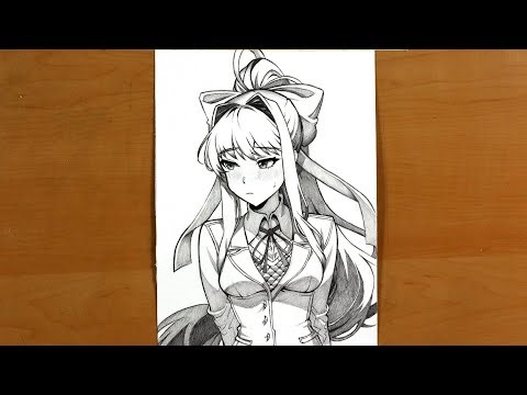 How to Draw Monika from Doki Doki Literature Club!