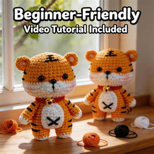 Crochet Tiger Pattern PDF, Beginner Amigurumi Tutorial, Step by Step With Video, Easy Crochet Animal, DIY Gift Idea - Etsy