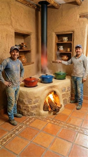 Build your own indoor masonry stove with three burners.