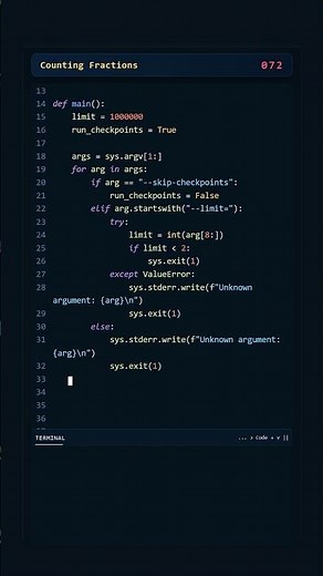 Project Euler #072: Counting Fractions | Python #coding #python #programming