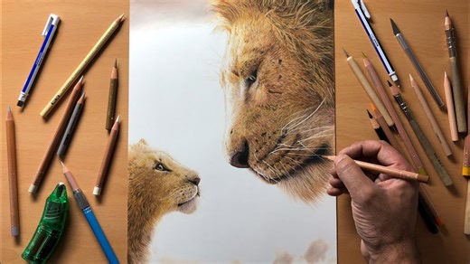 Drawing; The Lion King (Simba & Mufasa) Time-Lapse ¦ Artology