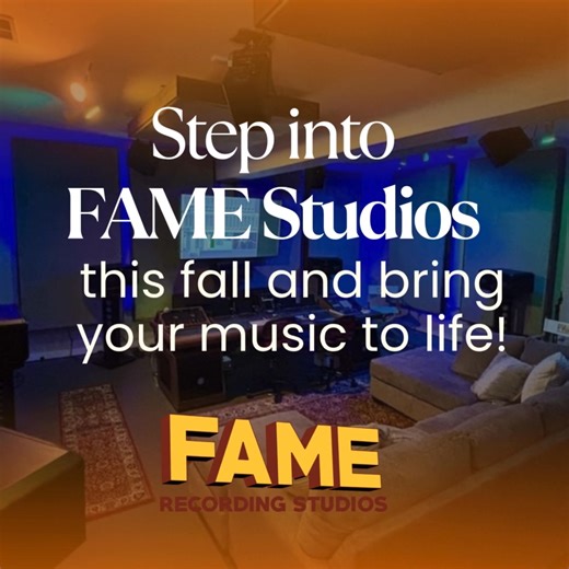 Step into FAME Studios this fall and bring your music to life! Whether it’s a brand-new track or a reimagined classic, our studios are ready for you to create, record, and mix your next hit. Gift certificates for recording time are available now at https://famestudios.com/gift-certificates/ | FAME Recording Studios & Publishing Co.