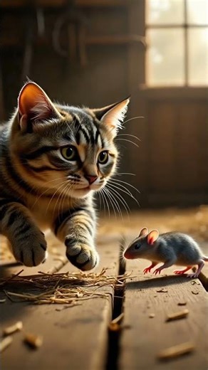 soft music | cat catches mouse