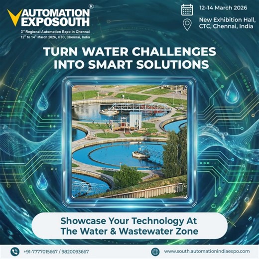 Turn Water Challenges into Smart Solutions Water management is evolving—and so is the technology behind it. At Automation Expo South 2026, the Water & Wastewater Zone brings together solution providers and decision-makers shaping the future of sustainable infrastructure. - Automation for water treatment & distribution - Smart monitoring, control & efficiency solutions - Connect with municipalities, industries & EPC players - Showcase innovations that drive sustainability & scalability 12–14 Marc