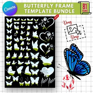 Butterfly Frame Template Bundle: DIY Sublimation Design (canva Editable) - Etsy