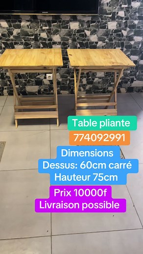 Des tables pliables😍 dispo chez nous à 10000f seulement. Livraison possible. Numéro en bio.🪚💯🆙#pamasbusiness @𝙋𝘼𝙈𝘼 𝘽𝙐𝙎𝙄𝙉𝙀𝙎𝙎 @𝙋𝘼𝙈𝘼 𝘽𝙐𝙎𝙄𝙉𝙀𝙎𝙎