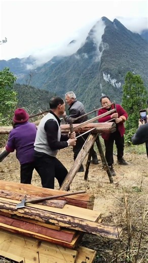 Traditional Wood Splitting Technique – Human Power & Leverage 🌲🪓
