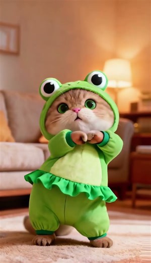 Kitten in Frog Cosplay Wiggles Its Way to Your Heart!