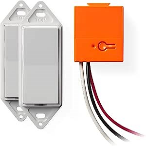 Simple Wireless 3-Way Dimmer Switch Kit (Two switches, one Dimmer Controller) No Wire Light Control Kit