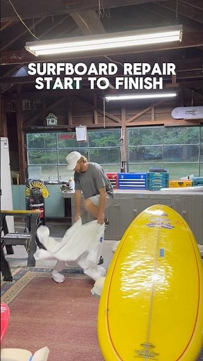 Surfboard ding repair start to finish #dingrepair #surfing #diy