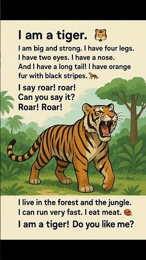 I Am a Tiger | Learn English for Kids | Wild Animals for Children #tiger #animalsforkids
