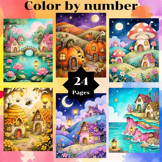 Color by Number, 24 Pages and Colors, for Adults, Printable, 8.5 X 11 Inches, PNG & SVG File, Instant Download, Paint by Numbers - Etsy