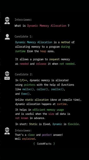 What is Dynamic Memory Allocation ? #shorts #ytshorts #coding #c #ai #yt