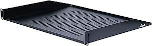 Tecmojo 1U Server Rack Shelf,14 inch Depth Rack Mount Shelf,Vented Cantilever Rack Shelf for 19 inch Server Racks and Network Cabinets,Weight Capacity 44lbs,Black,with Lip