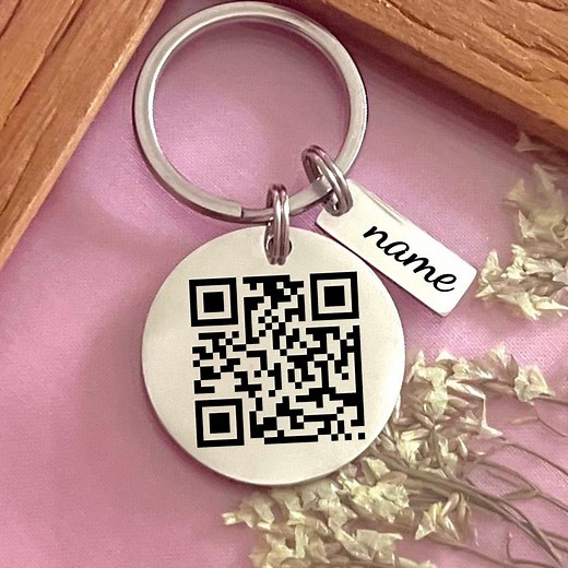 Personalized QR Code Keychain: Stainless Steel Custom Music Code Gift - Etsy