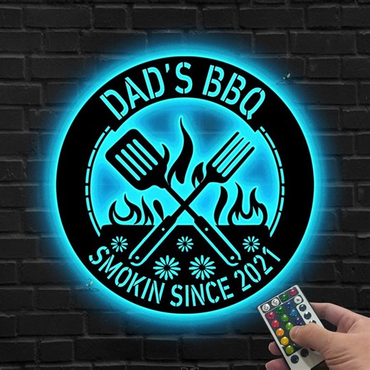 Custom BBQ Grill LED Sign, Personalized Backyard Smoker Light, Patio Wall Decor - Etsy