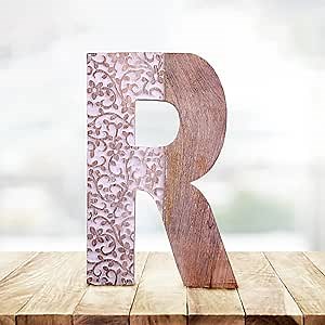 Decorative Wood Letter |Hanging Wooden Alphabets Block for Wall Decor | Shabby Chic Wood Block Letter for Wall Table | Alphabet Letter for Home Bedroom Birthday Housewarming Party
