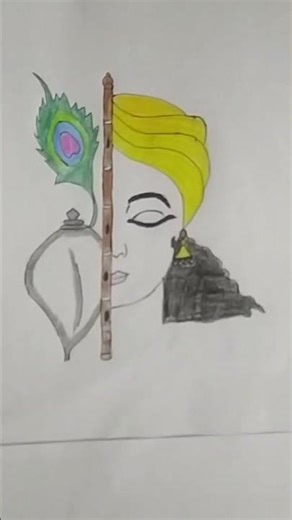 part-2 #Krishna half face drawing| Drawing tutorial| #pencilsketch #shorts video