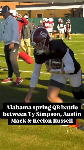 Who will be Alabama’s starting QB when the 2025 season kicks off? Ty Simpson, Austin Mack & true freshman Keelon Russell compete for the job during the Tide’s spring practice. 🐘🏈 #Alabama #bama #rtr #rolltide #alabamafootball 🎥 @ua_athletics | Alabama Crimson Tide on AL.com