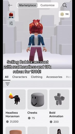 Authentic Roblox Account with Rare Headless and 19k Robux for Sale!