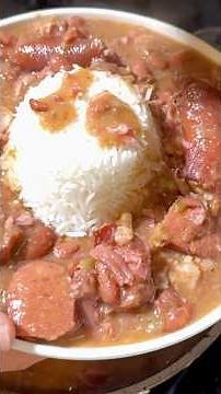 Red beans and rice with ham hocks and andouille sausage #redbeansandrice #hamhocks #cajuncooking