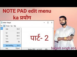 #Notepad मे edit menu ka use कैसे kare, cut, copy, past, undo, option ka use कैसे करे