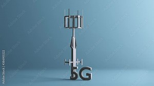 5g tower. Wireless communication. Internet connection network high digital technology. Internet broadcast. 3d render, low poly