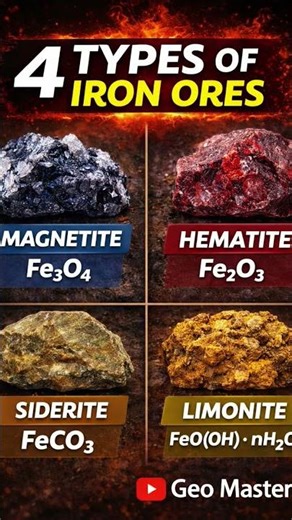 4 Types of Iron Ores | Geography Short #shorts #geography #ugc #upsc #pcs #study #minerals #ugcnet