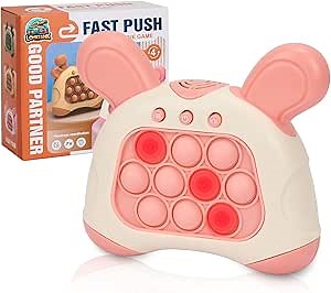 Light Up Pop Fidget Game - Sensory Toy for Kids & Adults - Push Bubble Pattern Popping Game - spot it - Fast Push Game - Stress Relief Gift (Pink)