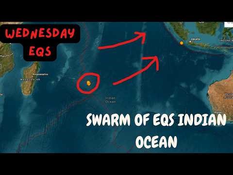 Swarm of Moderate Earthquakes Indian ocean Fracture boundary. Wednesday Earthquake activity.