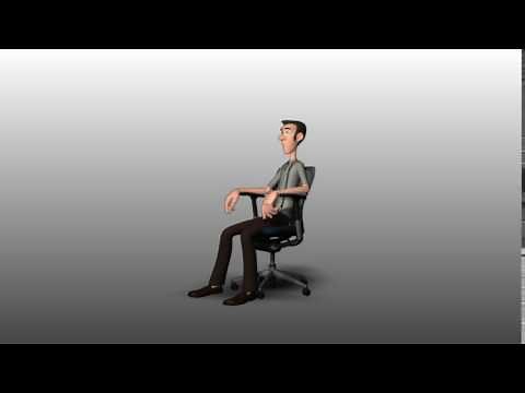 chair sitting body mechanics animation.