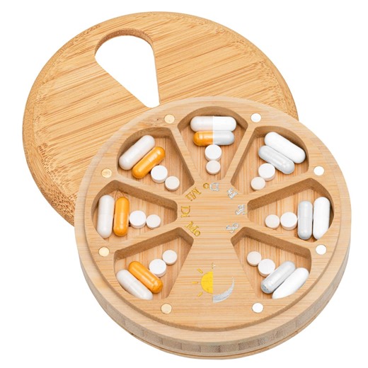 ELEMENTBOX Double-sided Premium Pill Box, 7-day Pill Organizer 12.5 Cm, Tablet Box With Gold/silver Design (morning & Evening)   Gold Magnets - Etsy UK