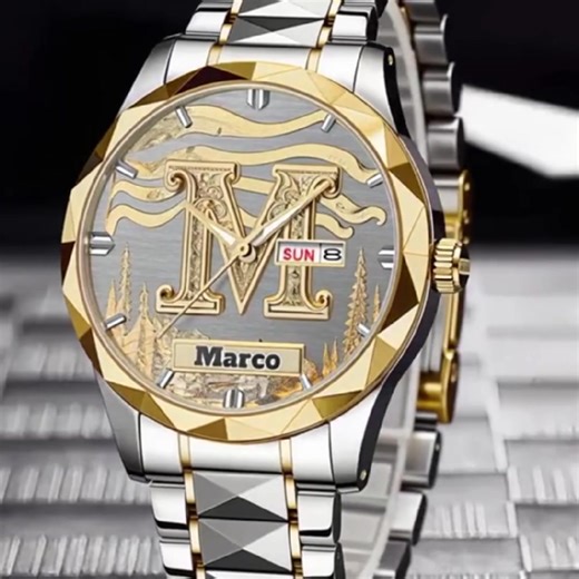 ⌚️ Custom High-End Metal Texture Watch with His Name/Initial! Perfect Memento for Husband, Dad, Grandpa—Cherish Every Moment! #MensGift #PersonalizedWatch | Caeliv