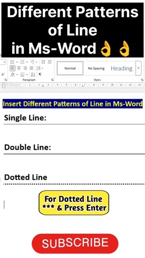 Ms-Word Trick🔥#Insert Different Patterns of Line in Ms-Word#msword#mswordforbeginners#mswordtutorial