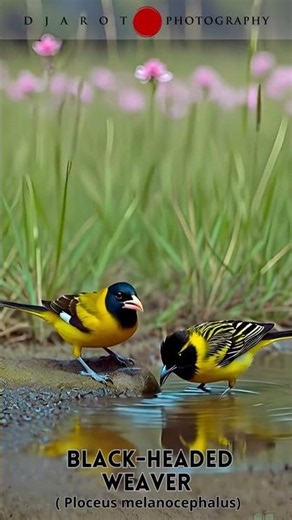 Black headed Weaver (Ploceus melanocephalus)#Shorts#AnimalEducation#WildlifePhotography