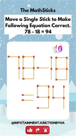 Math-Stick Challenge 73 | Matchstick Puzzle | Basic Math Puzzles With Answers | #shorts #viralshorts