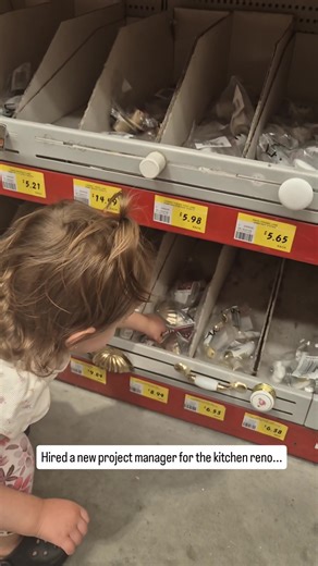 Hired a new project manager for the family business and she’s already demanding a raise (in snacks of course) 👷‍♀️💸 She took one look at the budget and decided we needed all the gold handles. 😕 Does your toddler try to