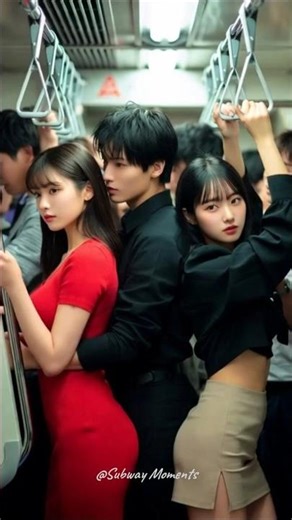 혼잡한 지하철의 순간 #shorts #aiart #subway #korean #kdrama A Shining Moment on the Commute #train #지하철