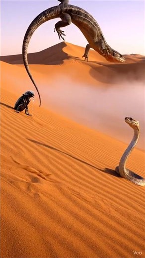 Sidewinder Snake Hunts Thermal-Dancing Lizard in Namibia's Namib Desert