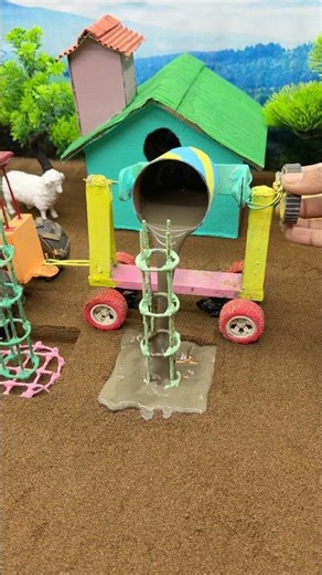 😱 Real Working Mini Tractor Making Cement Pillar | Amazing DIY Construction Machine 🚜 #shorts