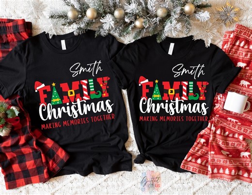 Custom Family Christmas T-shirts: Matching Group Pajama Shirts - Etsy