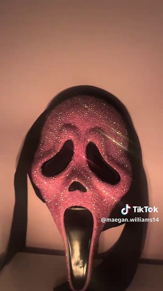DIY Pink Rhinestoned Ghost Face Mask Tutorial