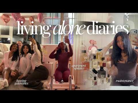 LIVING ALONE VLOG | hosting galentines, decorating my apartment, self care maintenance