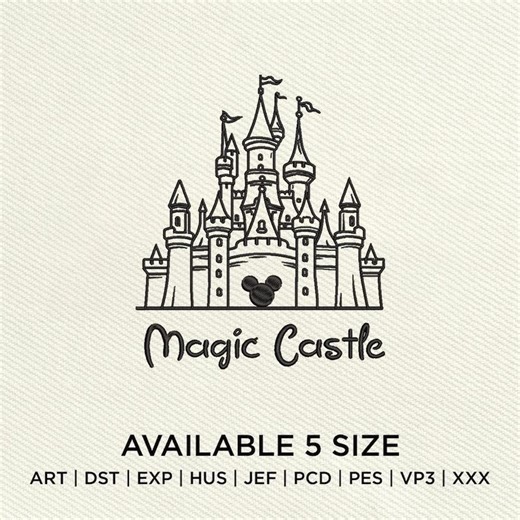 Magic Castle Embroidery Design, Fairy Tale Princess Castle, Fantasy Kingdom Line Art, Cute Castle Embroidery, Digital Download - Etsy