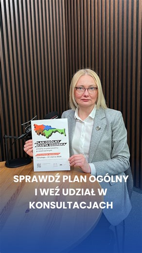 W Polsce szykuje się rewolucja w sprawach zagospodarowania przestrzennego. Miasto Gdańsk pracuje nad Planem Ogólnym. W drugiej połowie lutego zaprasza wszystkich do sprawdzania planu i konsultacji. 💬 Każdy z Państwa, jeśli będzie chciał się odnieść do tych elementów, które są określone w Planie Ogólnym, może złożyć uwagę. Wszystkie dokumenty są dostępne na naszych stronach - przypomina Dyrektor Biura Rozwoju Gdańska Edyta Damszel-Turek w rozmowie z Agnieszka Michajłow. ℹ Całą rozmowę można posł