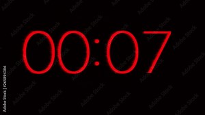 Digital clock timer stopwatch counting down from 12 to 0 seconds with motion special effect. Out of time, time flies, hurry, rush, emergency, urgency, deadline concepts HD video.