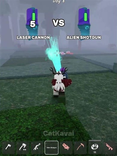 Laser Cannon vs Alien Shotgun 😱 #99nightintheforest #roblox #catkavai #usa